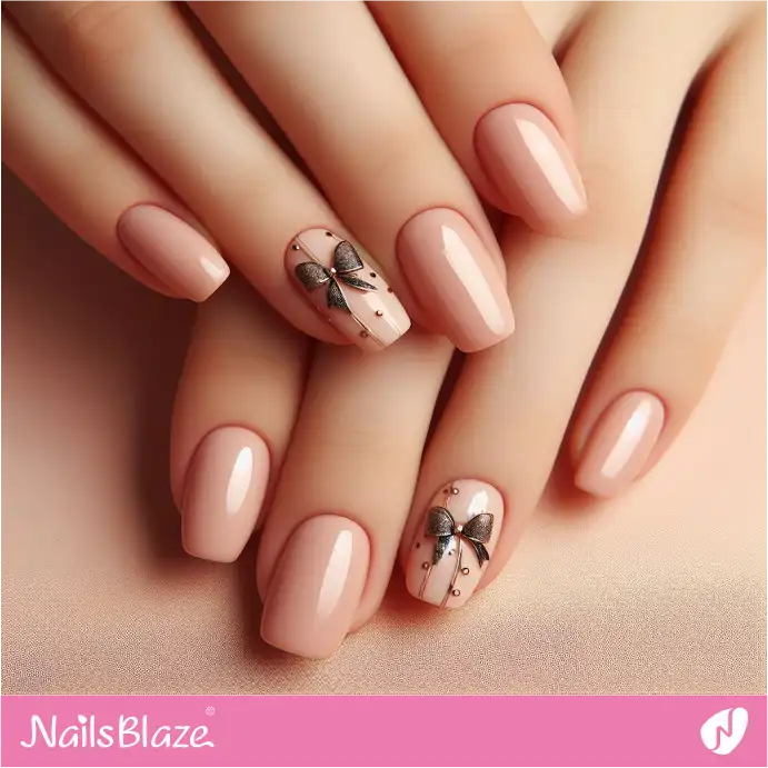 Peach Fuzz Nails 3D Bow Charms Design | Color of the Year 2024 - NB1942